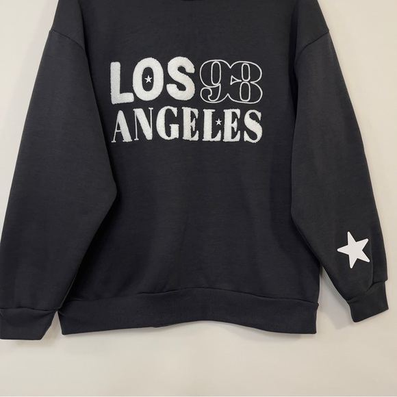 Orange Kiss Los Angeles 98 Crewneck Sweatshirt Women M Terry Embroidered letters - Picture 3 of 10